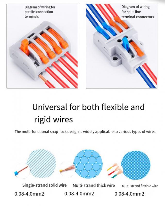 LED照明ワイヤーコネクタ クイック1対2アウト端子台 2対4アウトワイヤースプリッター 3対6アウト端子ボックス 屋外用 4