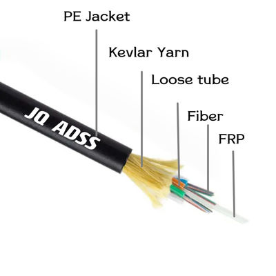 品質  Single Jacket ADSS Fiber Optic Cable Lightweight All Dielectric Aerial Cable 工場