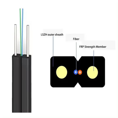 FTTH 室内ドロップ光ファイバーケーブル 1 2 4 コア G652D LSZH GJXFH 曲がり感のない光ファイバーケーブル