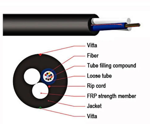 4 8 12コア ASUファイバーケーブル ミニ アドス オプティカルケーブル スパン 80-150M 自己サポート オプティカルケーブル