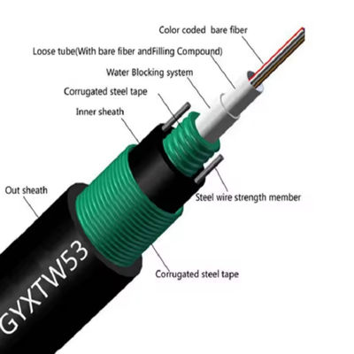 外部直接埋葬 2 4 6 12 24コア光ファイバーケーブル GYXTW53 SM G.657A1 G652D 装甲光ファイバーケーブル価格