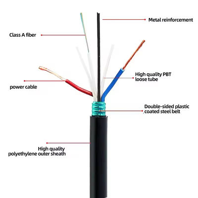 48 60 72 96コア 装甲型光ファイバーケーブル 2*1.5mm 電源線 GDTA GDTS 光電気ハイブリッド光ファイバーケーブル