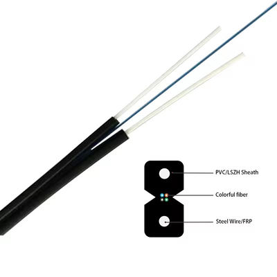 ブラック/ホワイト スチールワイヤー または FRP 光ファイバー ドロップケーブル FTTH フラット GJXH 室内革ケーブル