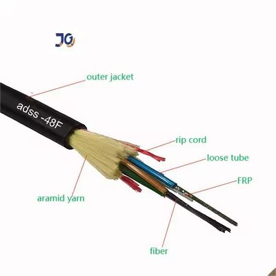ADSS 48 96 コア G657A2 自己支持型架空光ファイバーケーブル シングルジャケット