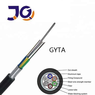 GYTA Aluminum Armored Fiber Optic Cable 24 48 Core Outdoor Loose Tube For Duct Direct Burial