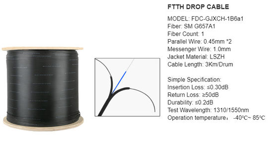GJYXCH-1B6 G657A2 1の中心の光ファイバーのドロップ・ケーブル