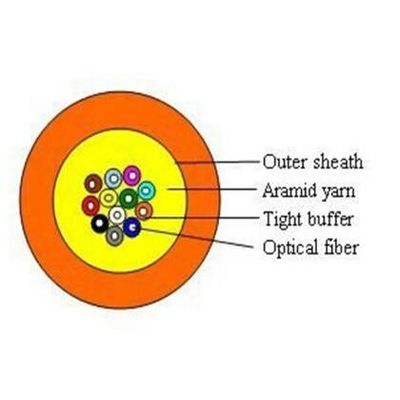 堅い緩衝OD6.8mm 4中心のオレンジ光ファイバケーブル