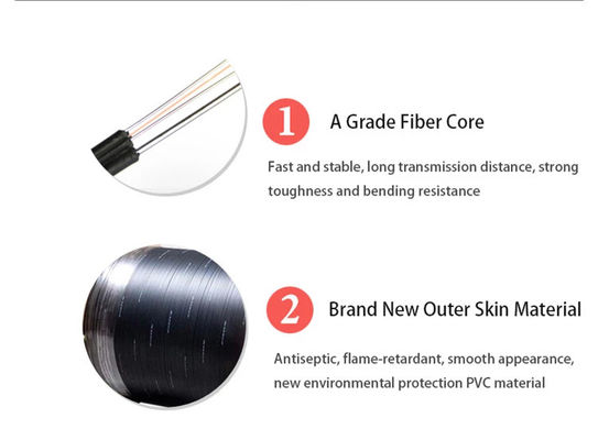 黒いジャケットG657A1 1km FTTHの繊維光学のドロップ・ケーブル