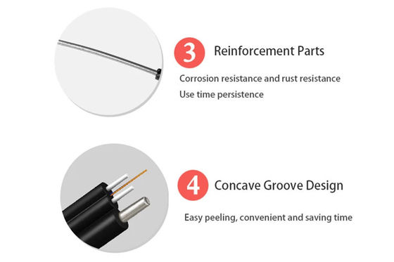 黒いジャケットG657A1 1km FTTHの繊維光学のドロップ・ケーブル