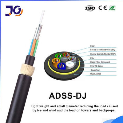PEのジャケット48の中心自己支持ADSSの光ファイバケーブル