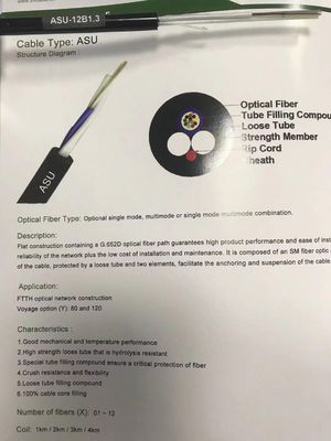 小型ADSS 6の中心12の中心の空気の光ファイバケーブルASU G652D